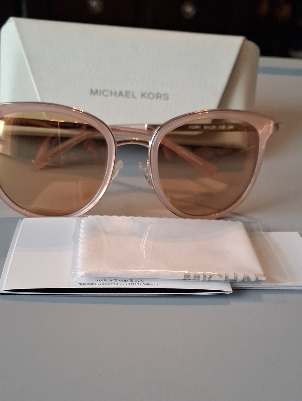 Michael Kors Women's Light Pink Sunglasses with Rose Lenses